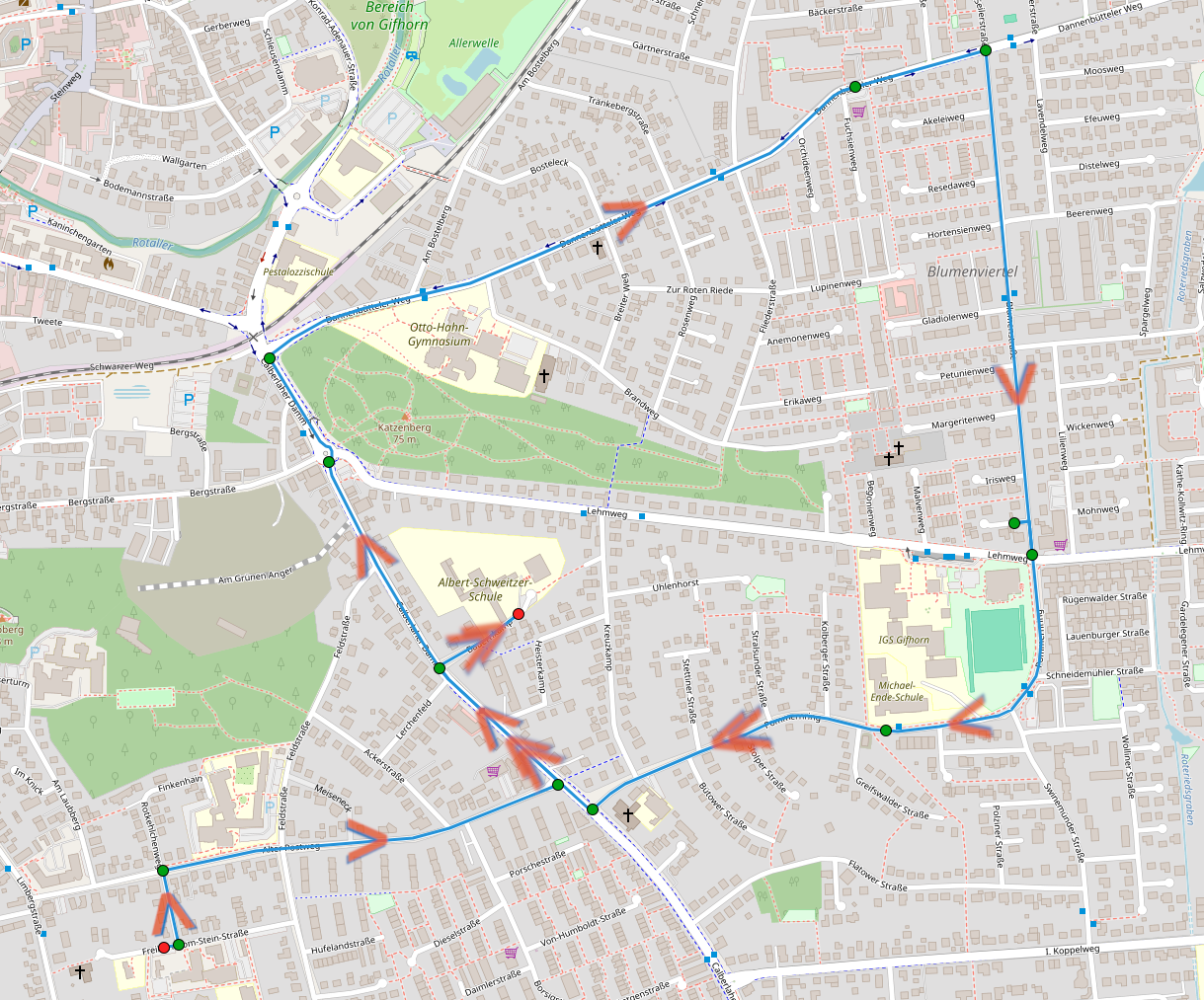 Route des Fahrradbusses